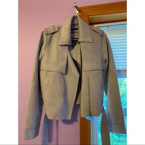 Forever 21 Grey Suede Belted Moto Jacket with Belt